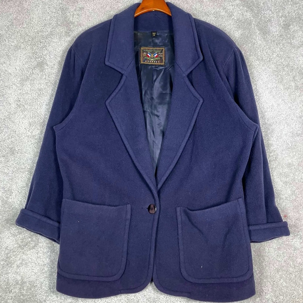 Vintage 80s French Country Express Blazer Womens Medium Purple Wool Union Made